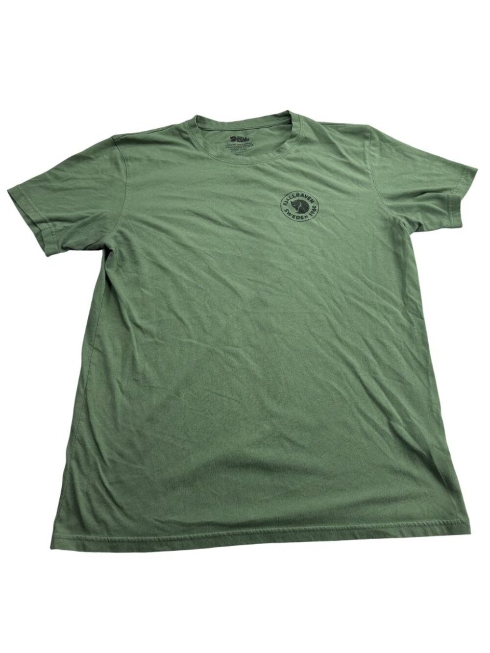 Fjallraven Mens Green Logo T-Shirt Size L Crew Neck Short Sleeve 100% Cotton Mad